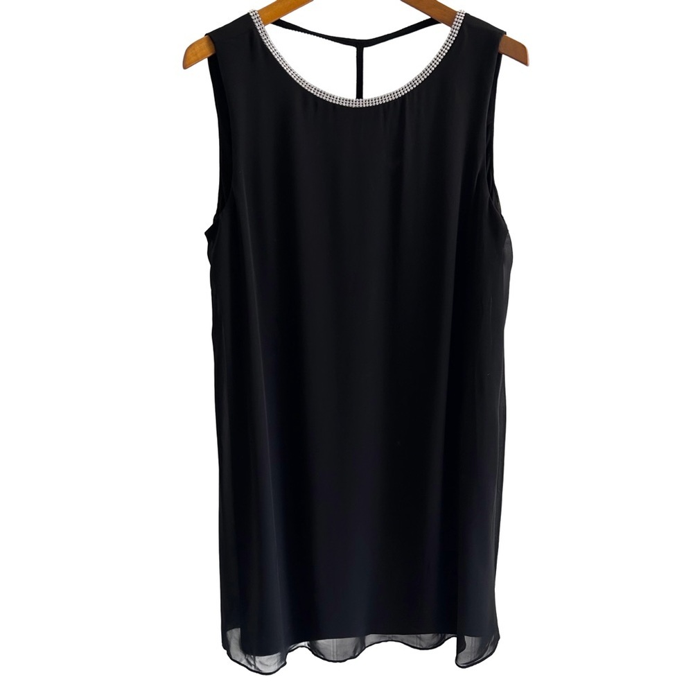 MSK Black Sleeveless Dress with Silver Rhinestone Accents Size 14 - Picture 2 of 7
